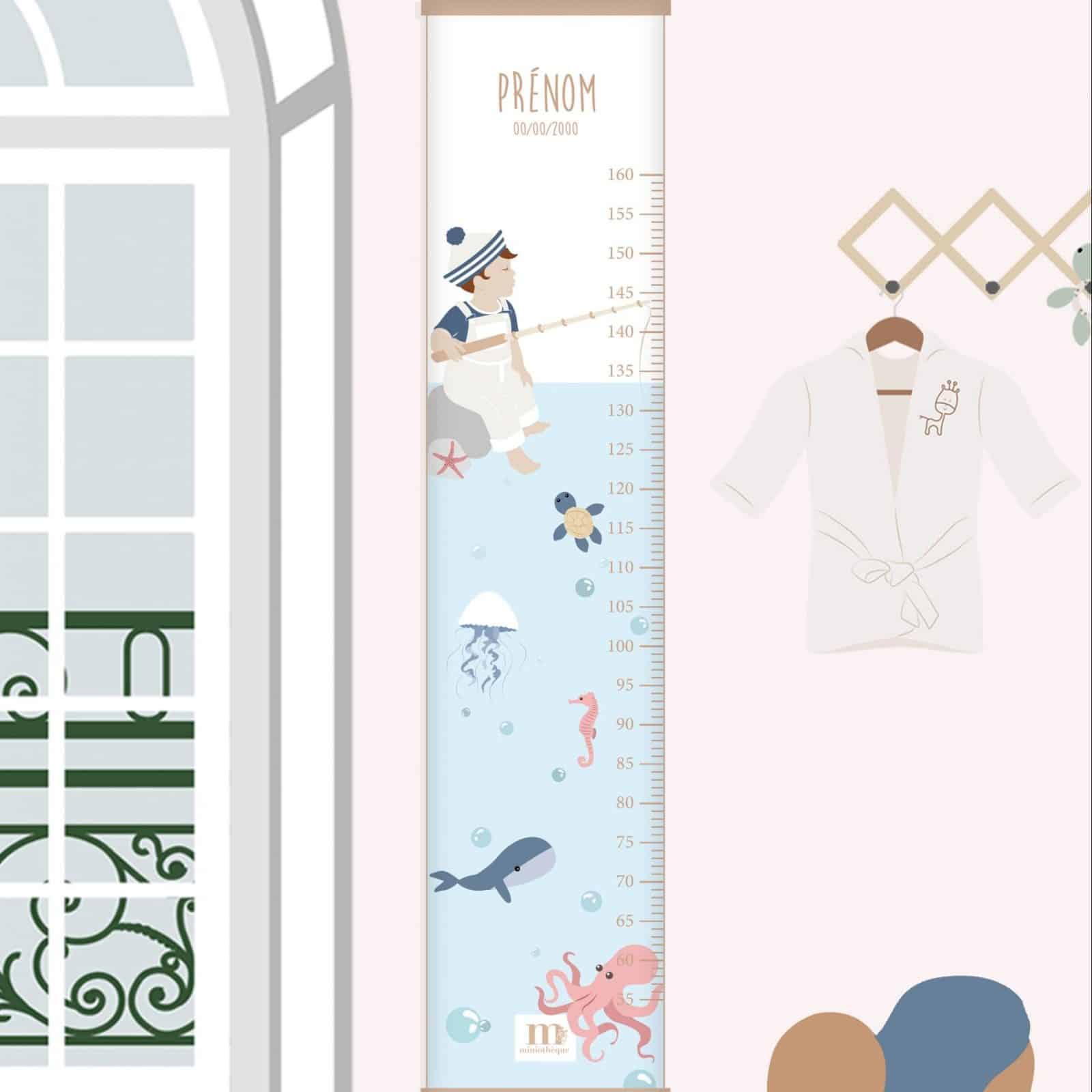 Toise Croissance Enfant Personnalisable Bienmarquer Prénom Décoration Personnalisable Pour Enfant - Règle De Croissance Avec Prénom Et Date De Naissance, 129cm Toise Murale